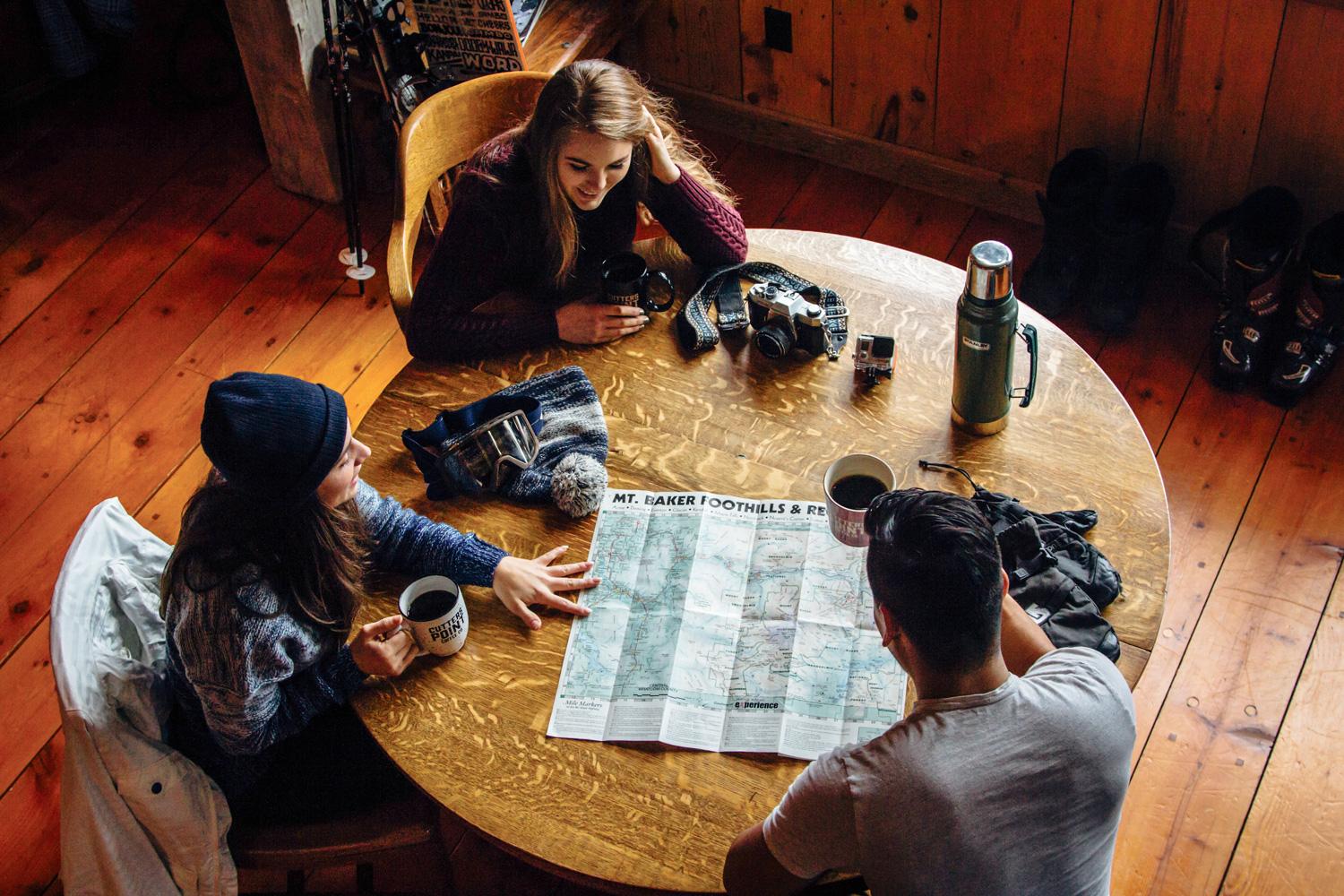 Young people planning an outdoor adventure