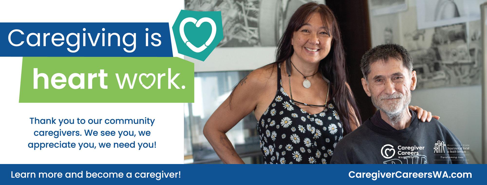 Example of a campaign transit ad for Caregiving is Hearth Work